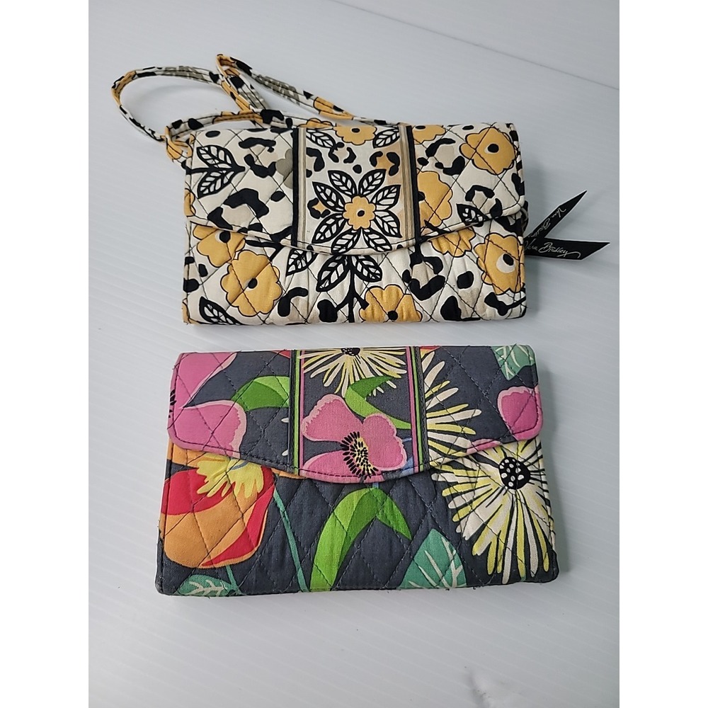 2 Vera Bradley Bags - Jazzy Blooms & Go Wild Crossbody Purse Wallets Colorful